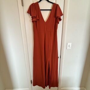 Elegant V-Neck Maxi Dress in Terracotta